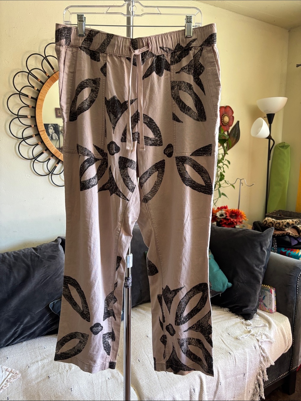 Pilcro Betty Drawstring Linen Pants Size M